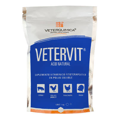 Vetervit Acid Natural 1 kg | Suplemento Vitamínico Acidificante para Aves y Cerdos